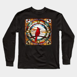 Autumn Cardinal Stained Glass Long Sleeve T-Shirt